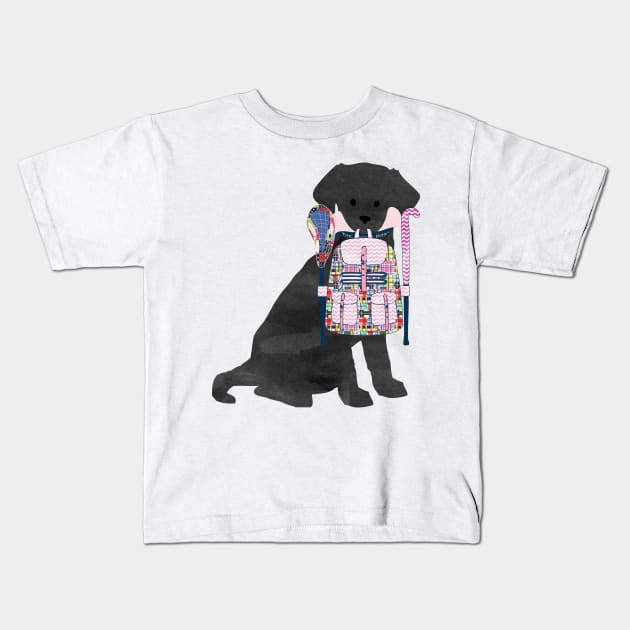 Black Lab Back To School Field Hockey Lacrosse Dog Kids T-Shirt by emrdesigns